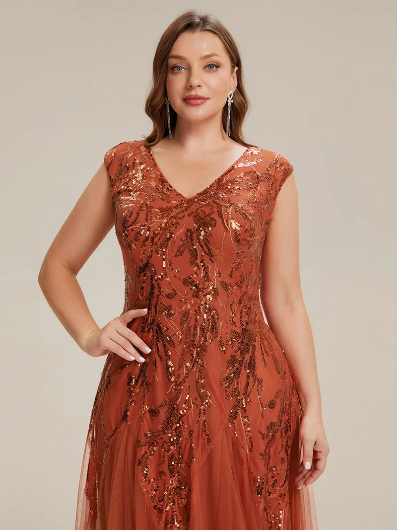 ever FREYA|Robe Longue de Soirée Chic en Tulle Brodé de Fleurs et Sequins
