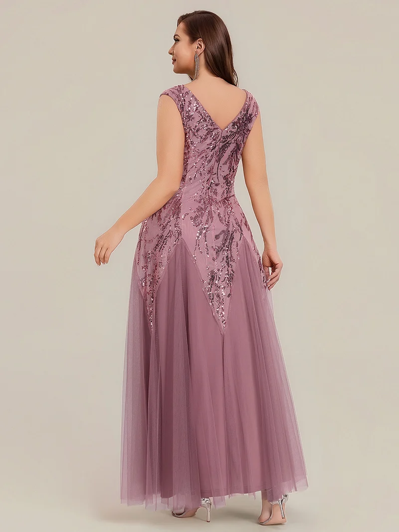 ever FREYA|Robe Longue de Soirée Chic en Tulle Brodé de Fleurs et Sequins
