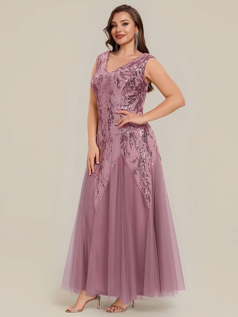 ever FREYA|Robe Longue de Soirée Chic en Tulle Brodé de Fleurs et Sequins