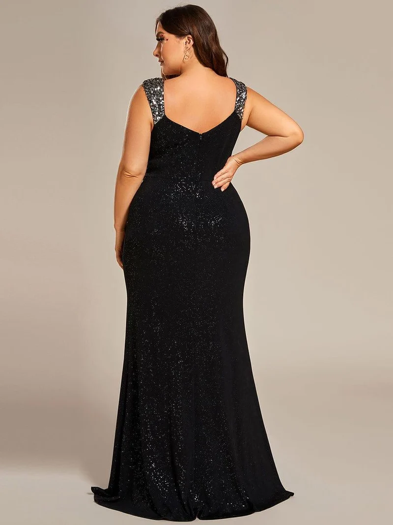 ever NOIRE|Robe de soirée élégante à paillettes et col en V