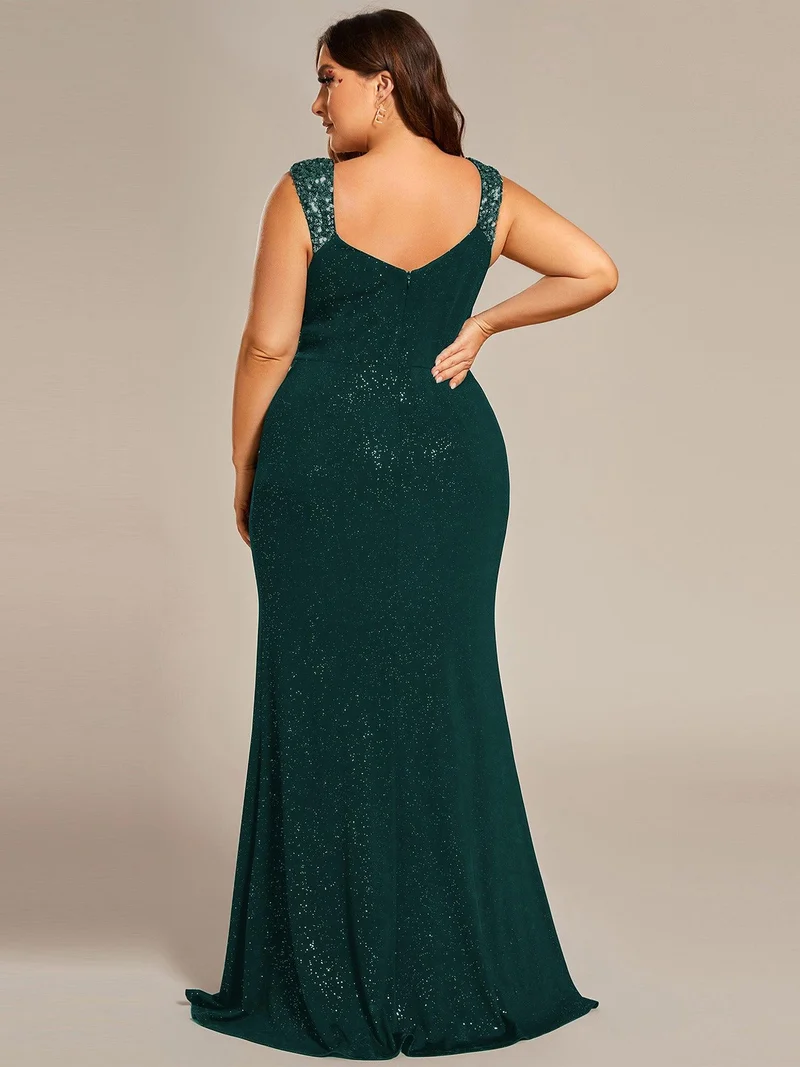 ever NOIRE|Robe de soirée élégante à paillettes et col en V