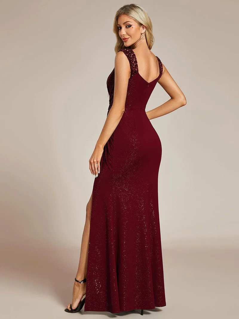 ever NOIRE|Robe de soirée élégante à paillettes et col en V
