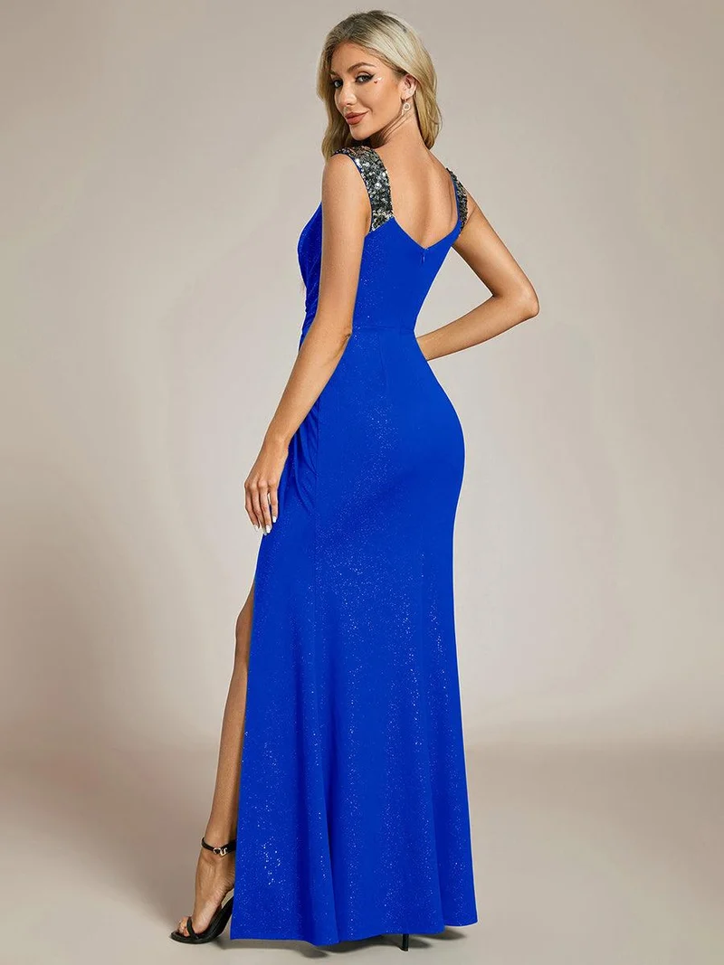 ever NOIRE|Robe de soirée élégante à paillettes et col en V