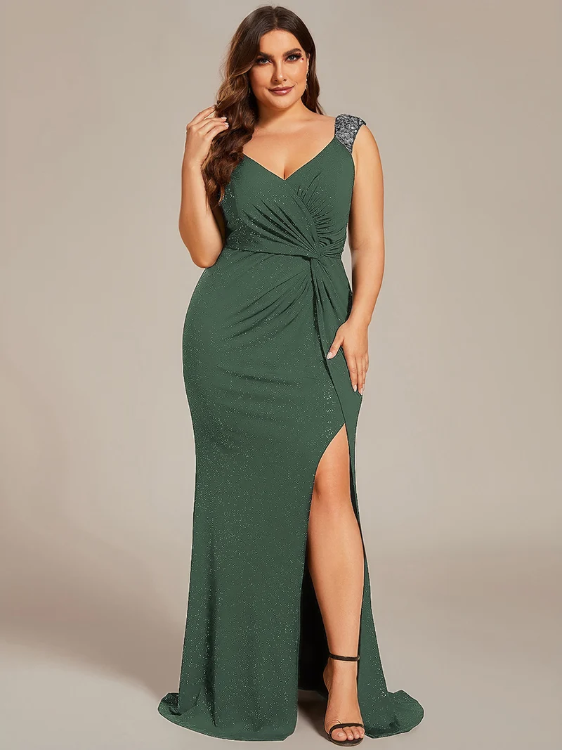 ever NOIRE|Robe de soirée élégante à paillettes et col en V
