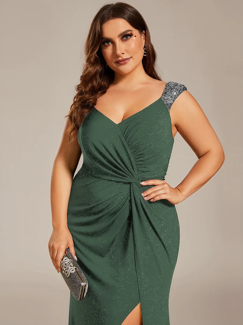 ever NOIRE|Robe de soirée élégante à paillettes et col en V