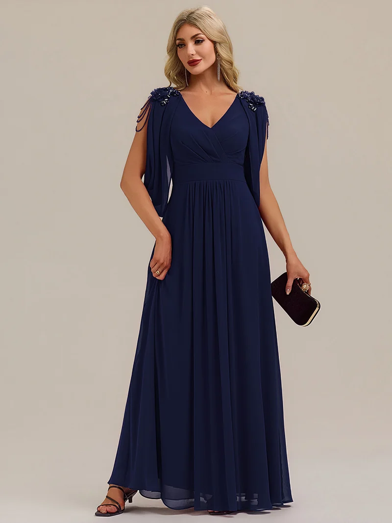 ever LOLA|Robe de soirée à manches tulipe en mousseline de soie à fleurs