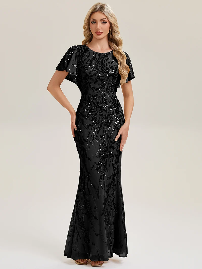 ever ROMY|Robe de soirée sirène à sequins et perles