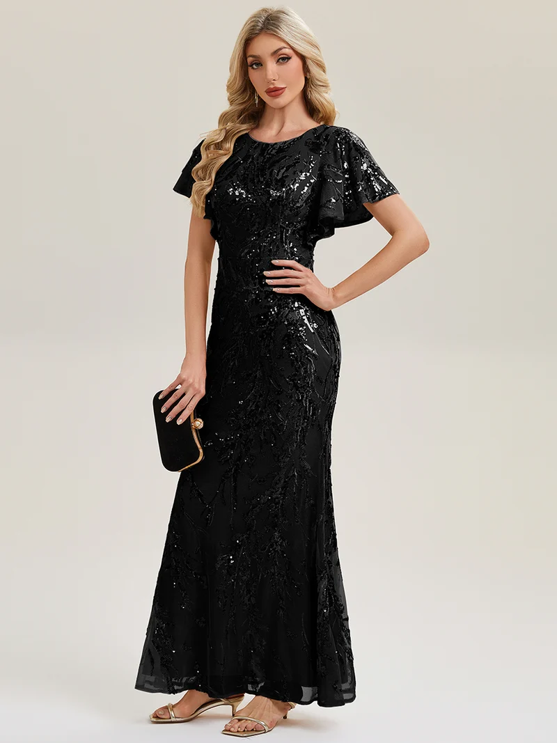ever ROMY|Robe de soirée sirène à sequins et perles