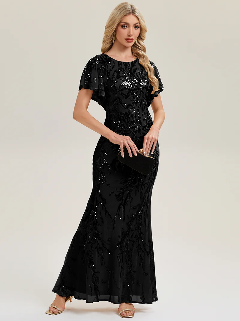 ever ROMY|Robe de soirée sirène à sequins et perles