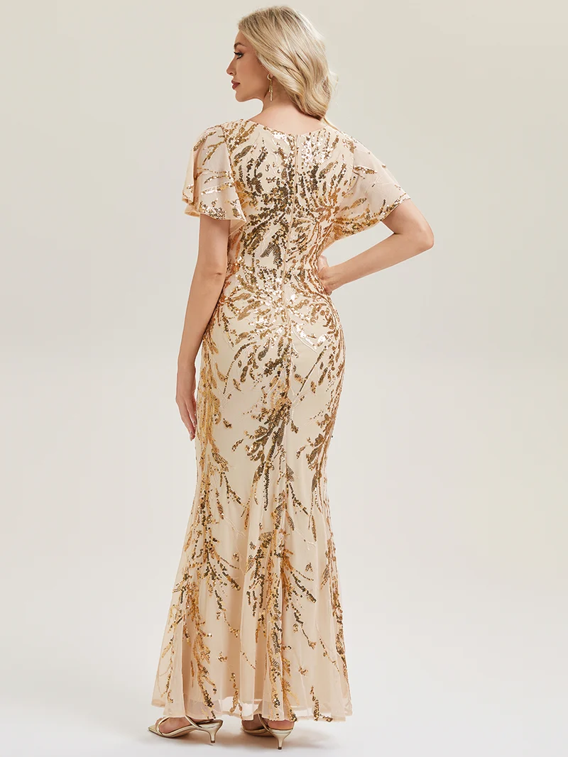 ever ROMY|Robe de soirée sirène à sequins et perles