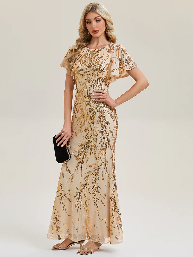 ever ROMY|Robe de soirée sirène à sequins et perles