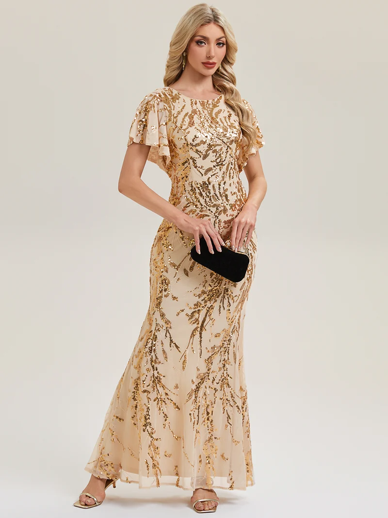 ever ROMY|Robe de soirée sirène à sequins et perles