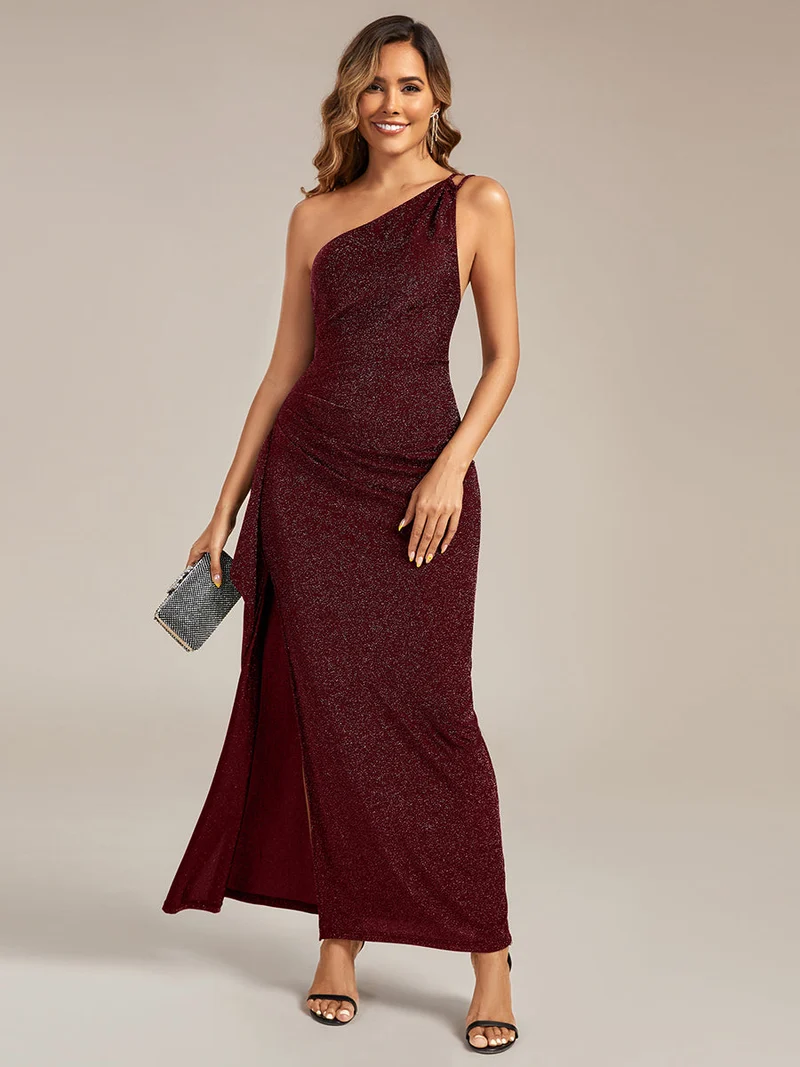 Robe longue asymétrique pour invitée de mariage
