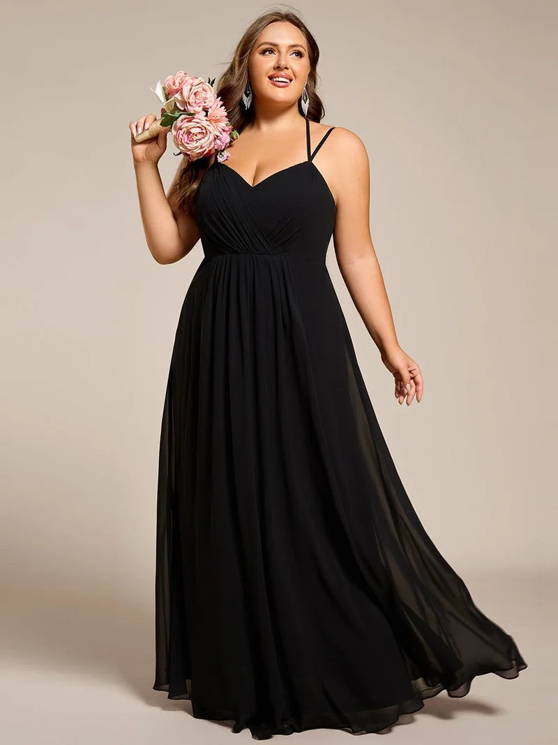 pretty RUBY|Grande Taille Robe demoiselle d'honneur mousseline et dentelle dos nu bretelles fines