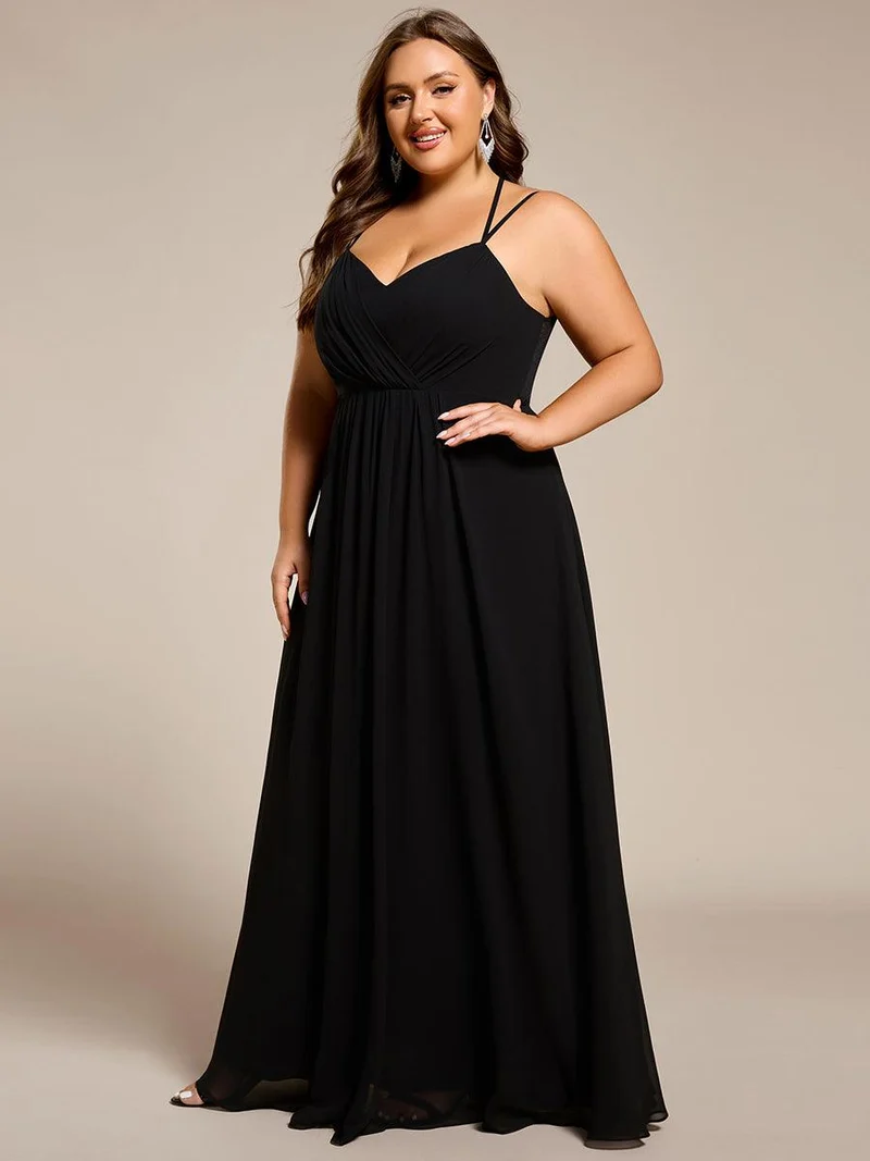 pretty RUBY|Grande Taille Robe demoiselle d'honneur mousseline et dentelle dos nu bretelles fines