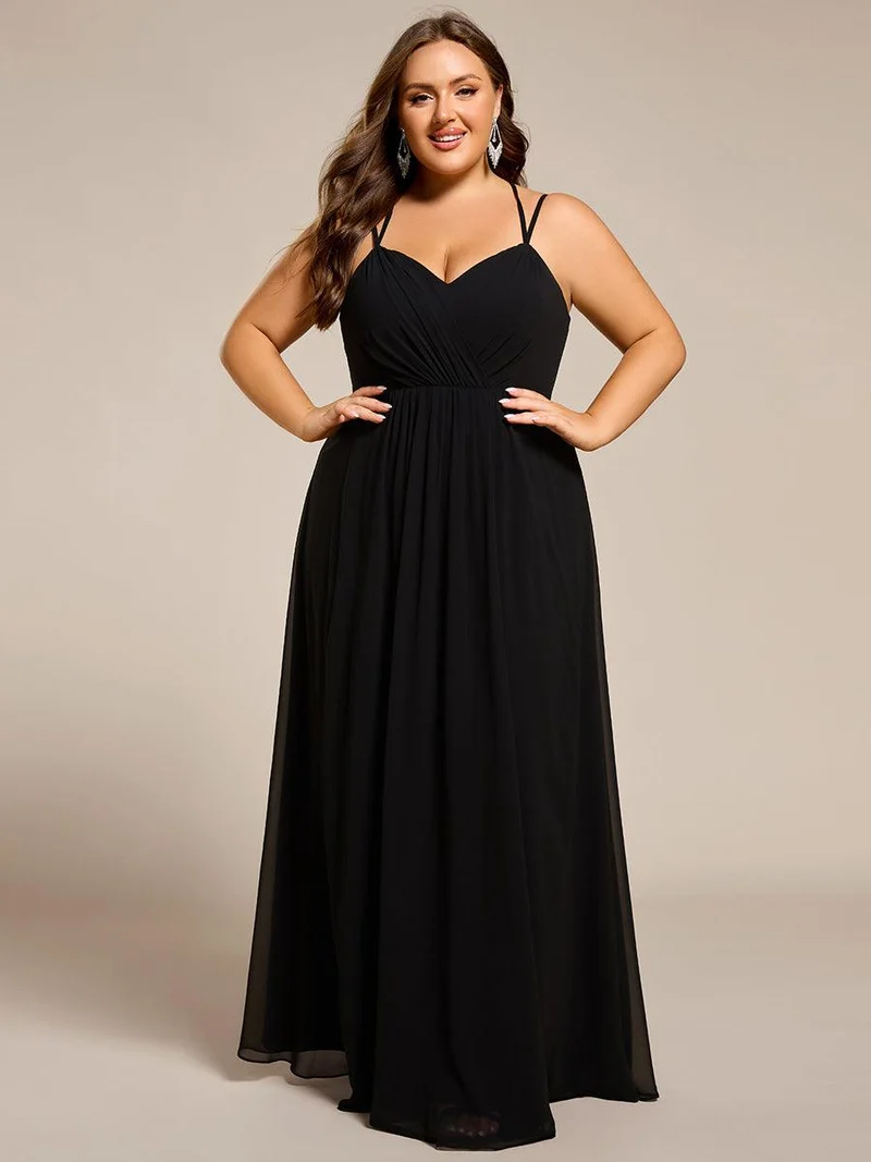 pretty RUBY|Grande Taille Robe demoiselle d'honneur mousseline et dentelle dos nu bretelles fines