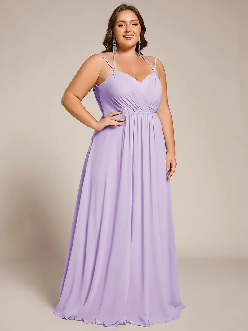 pretty RUBY|Grande Taille Robe demoiselle d'honneur mousseline et dentelle dos nu bretelles fines