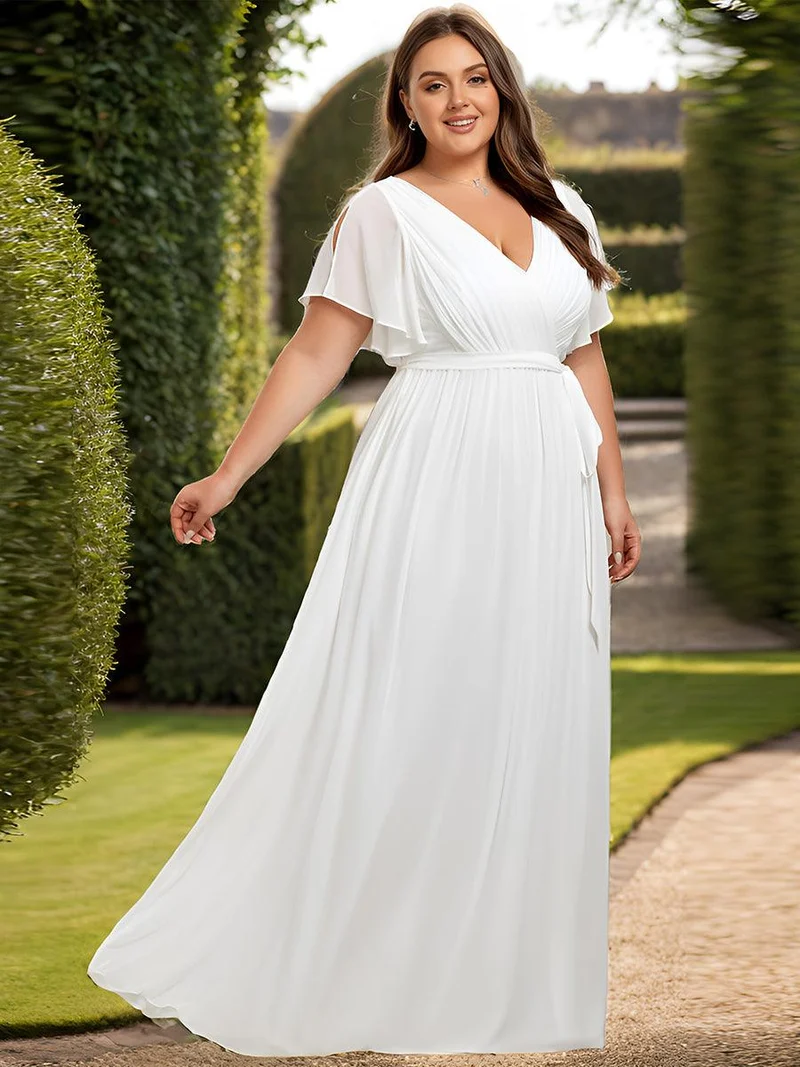 ever LEORA|Robe de mariée bohème en mousseline col V et manches fluides
