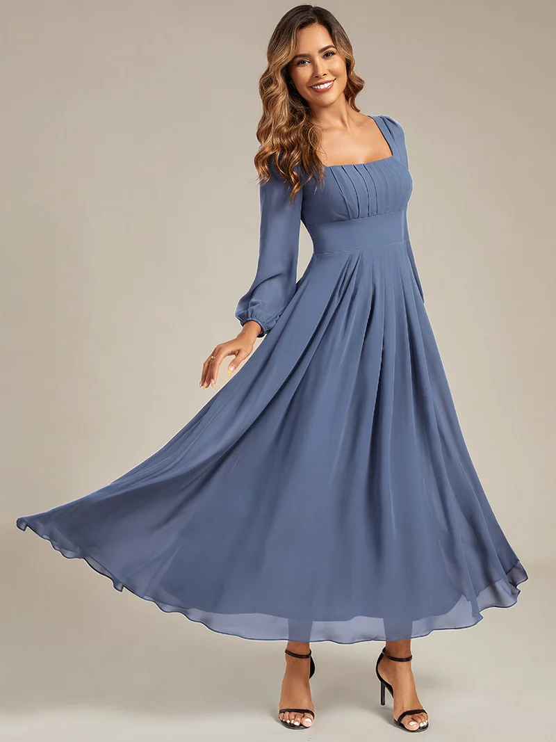 ever LYDIA|Robe de demoiselle d'honneur en mousseline à manches lanternes