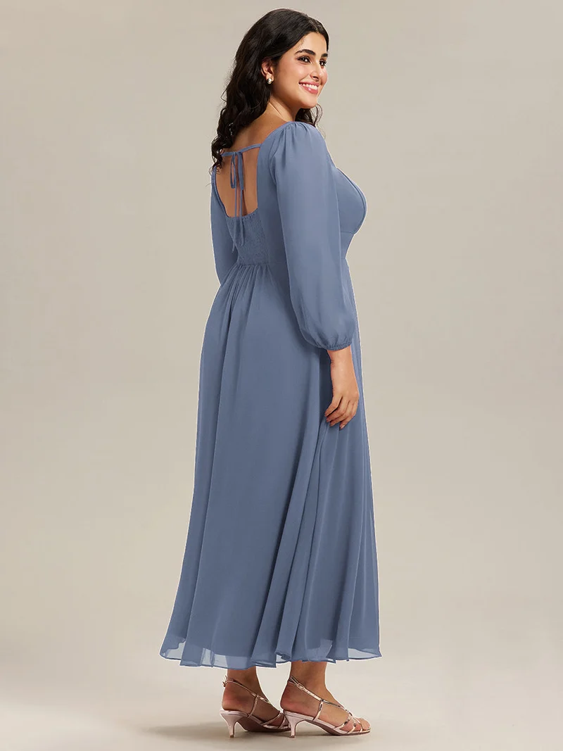 ever LYDIA|Robe de demoiselle d'honneur en mousseline à manches lanternes
