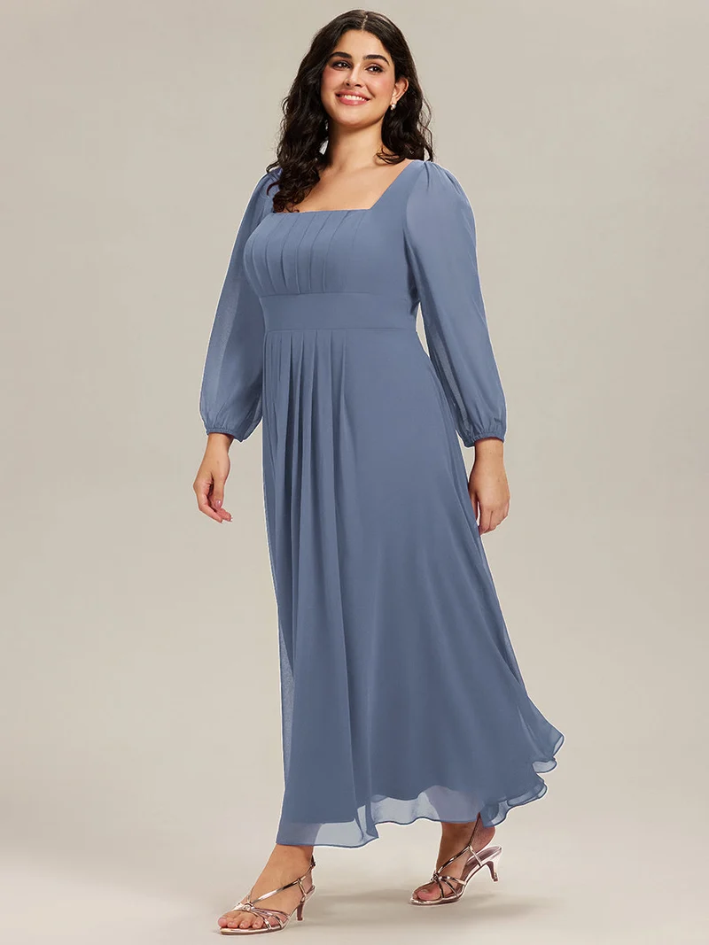 ever LYDIA|Robe de demoiselle d'honneur en mousseline à manches lanternes