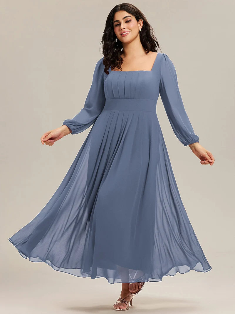ever LYDIA|Robe de demoiselle d'honneur en mousseline à manches lanternes