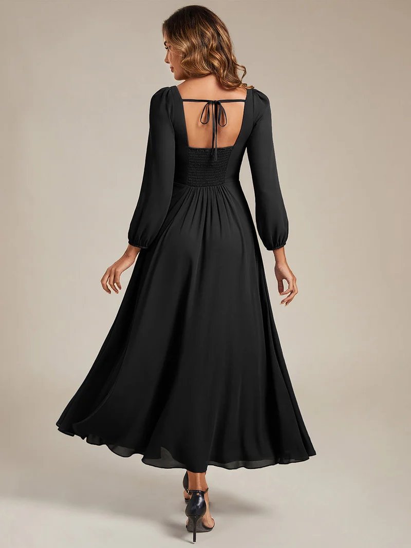 ever LYDIA|Robe de demoiselle d'honneur en mousseline à manches lanternes