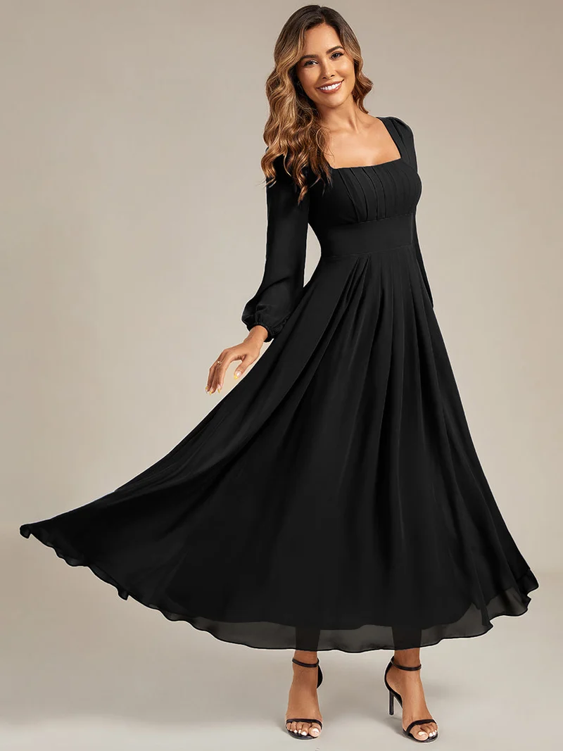 ever LYDIA|Robe de demoiselle d'honneur en mousseline à manches lanternes