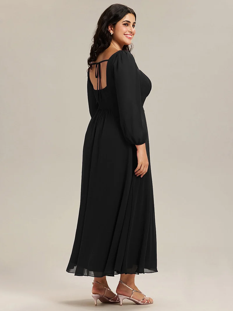 ever LYDIA|Robe de demoiselle d'honneur en mousseline à manches lanternes