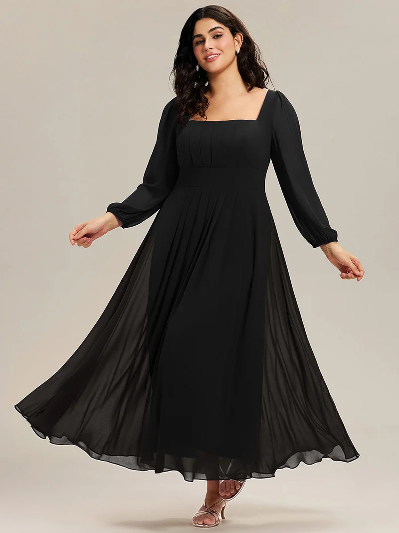 ever LYDIA|Robe de demoiselle d'honneur en mousseline à manches lanternes