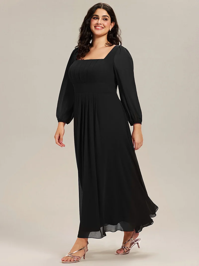 ever LYDIA|Robe de demoiselle d'honneur en mousseline à manches lanternes