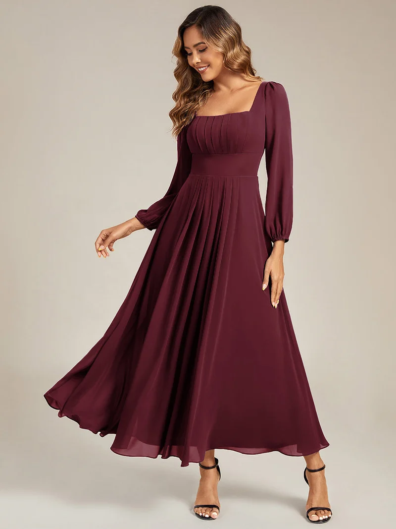 ever LYDIA|Robe de demoiselle d'honneur en mousseline à manches lanternes
