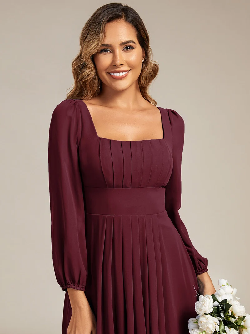 ever LYDIA|Robe de demoiselle d'honneur en mousseline à manches lanternes