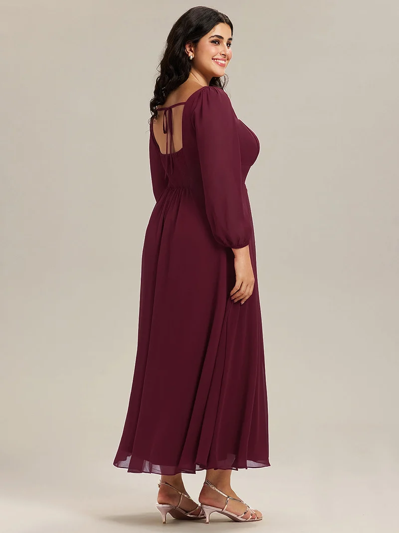 ever LYDIA|Robe de demoiselle d'honneur en mousseline à manches lanternes