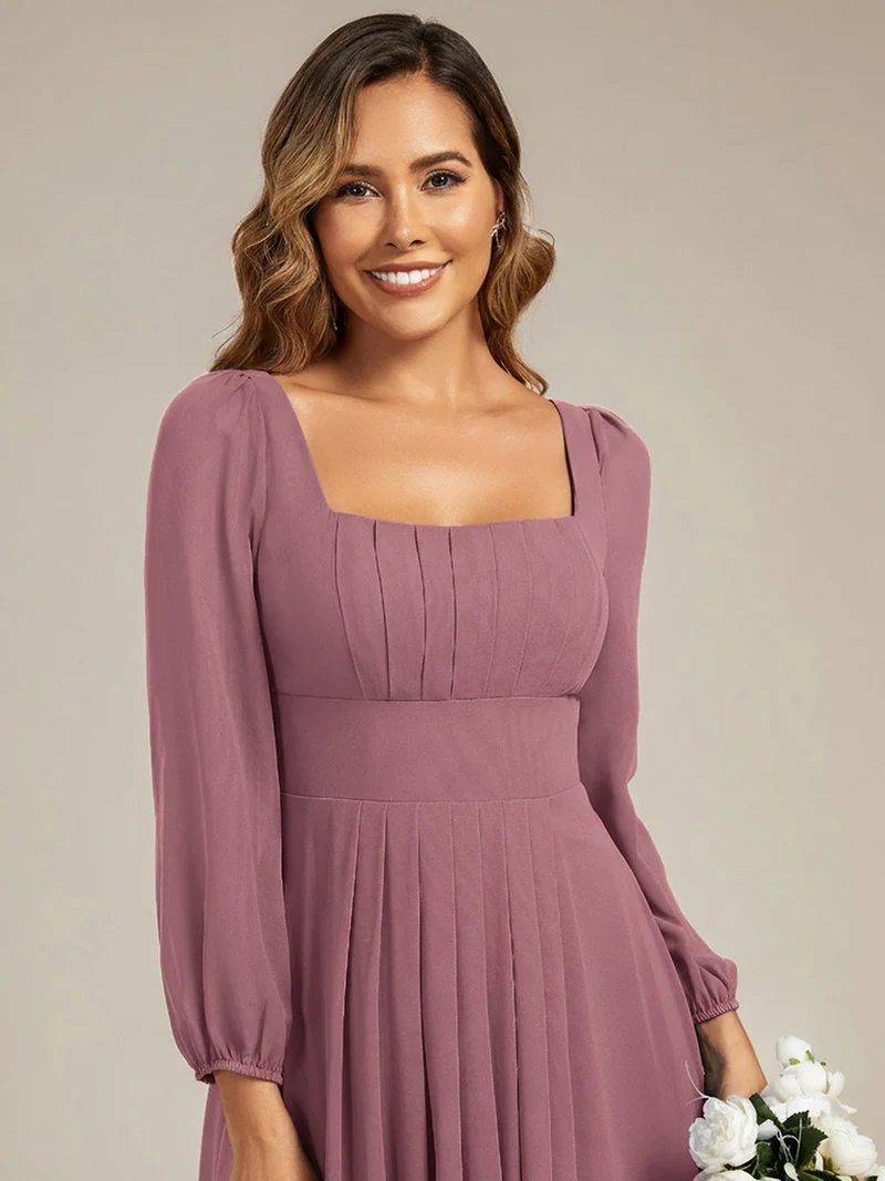 ever LYDIA|Robe de demoiselle d'honneur en mousseline à manches lanternes