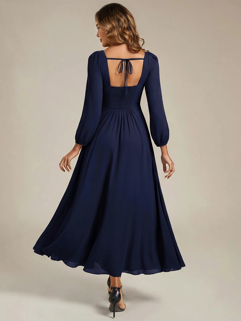 ever LYDIA|Robe de demoiselle d'honneur en mousseline à manches lanternes