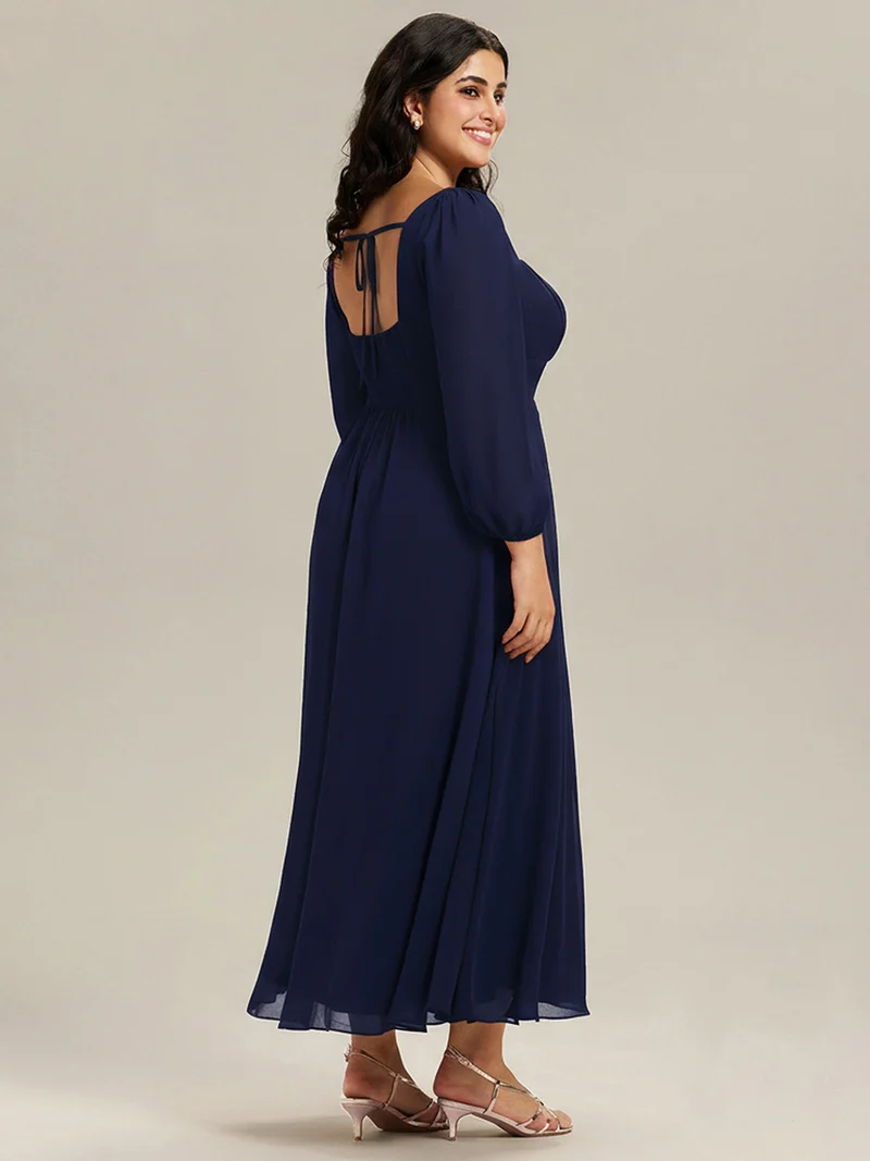 ever LYDIA|Robe de demoiselle d'honneur en mousseline à manches lanternes