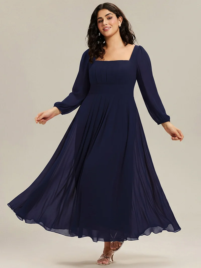 ever LYDIA|Robe de demoiselle d'honneur en mousseline à manches lanternes