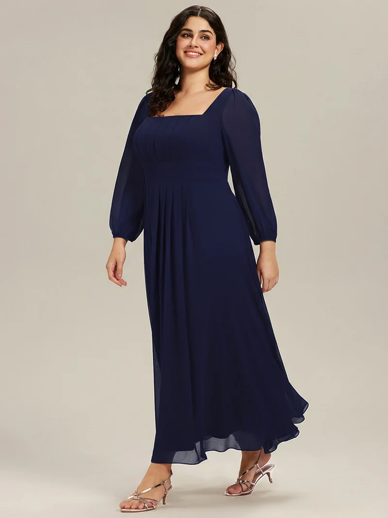 ever LYDIA|Robe de demoiselle d'honneur en mousseline à manches lanternes