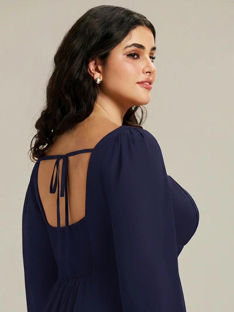 ever LYDIA|Robe de demoiselle d'honneur en mousseline à manches lanternes