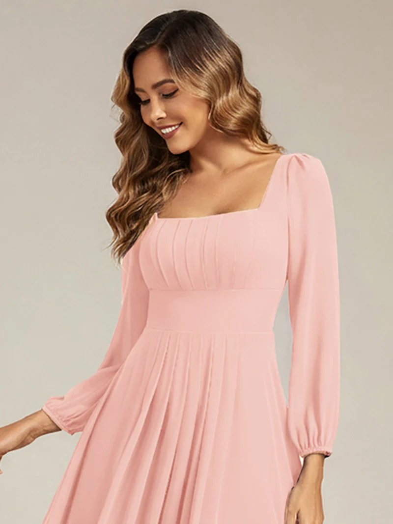 ever LYDIA|Robe de demoiselle d'honneur en mousseline à manches lanternes