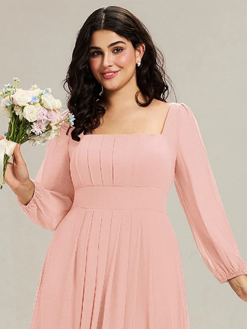ever LYDIA|Robe de demoiselle d'honneur en mousseline à manches lanternes