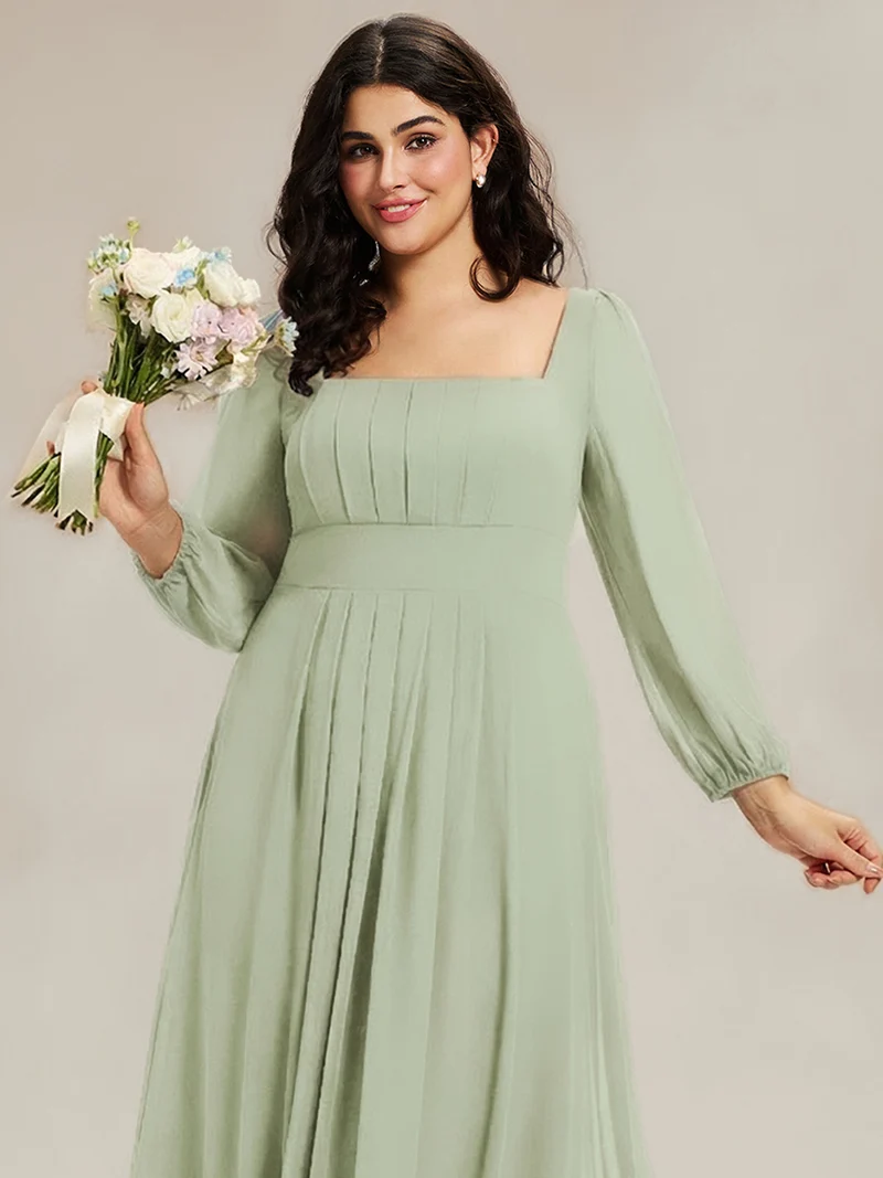ever LYDIA|Robe de demoiselle d'honneur en mousseline à manches lanternes