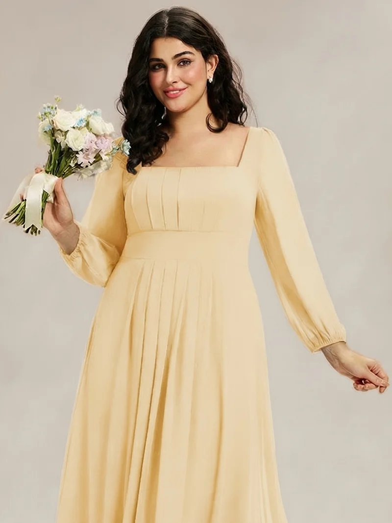 ever LYDIA|Robe de demoiselle d'honneur en mousseline à manches lanternes