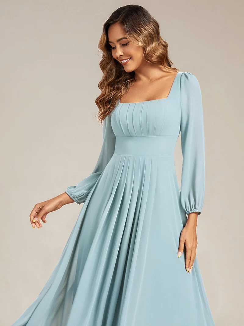 ever LYDIA|Robe de demoiselle d'honneur en mousseline à manches lanternes