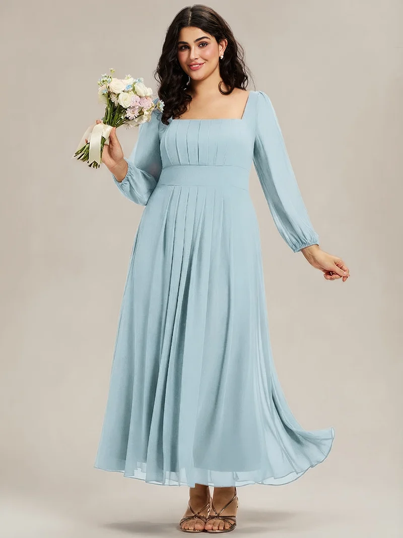 ever LYDIA|Robe de demoiselle d'honneur en mousseline à manches lanternes