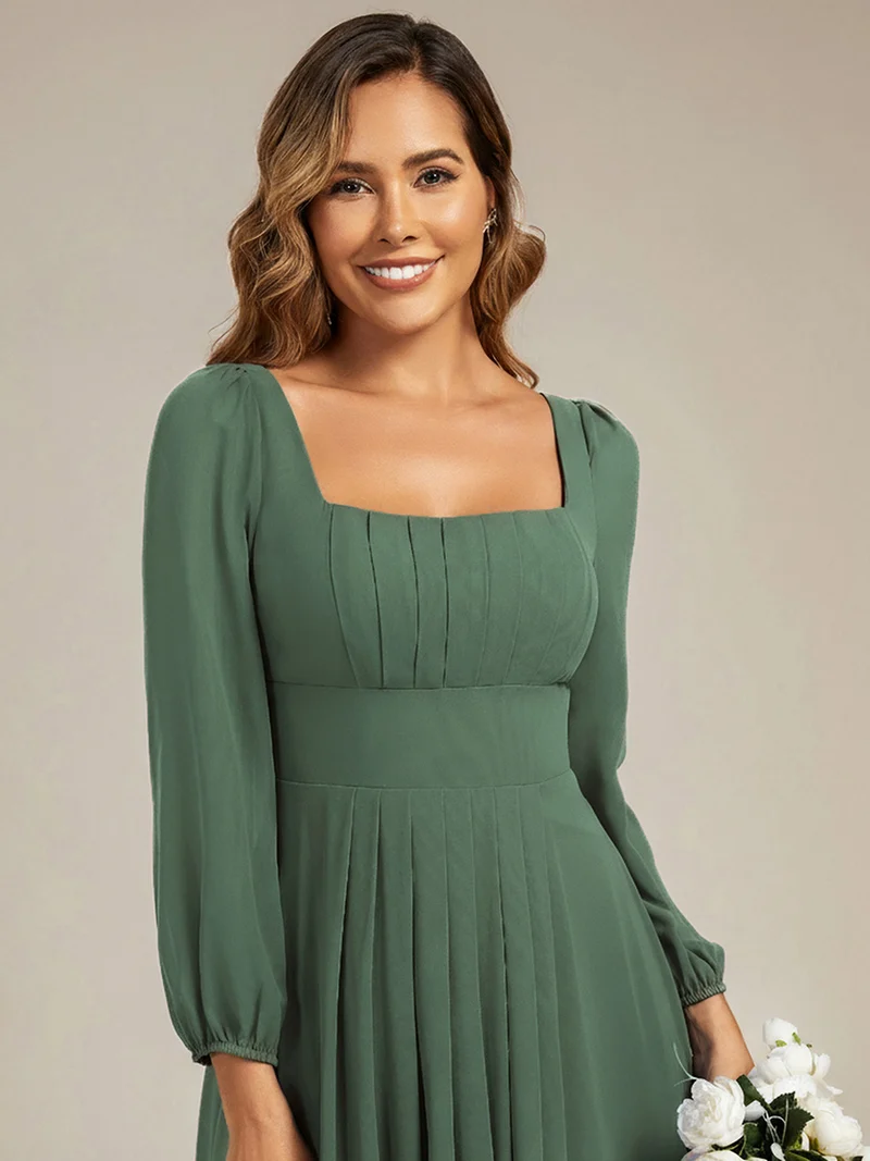 ever LYDIA|Robe de demoiselle d'honneur en mousseline à manches lanternes