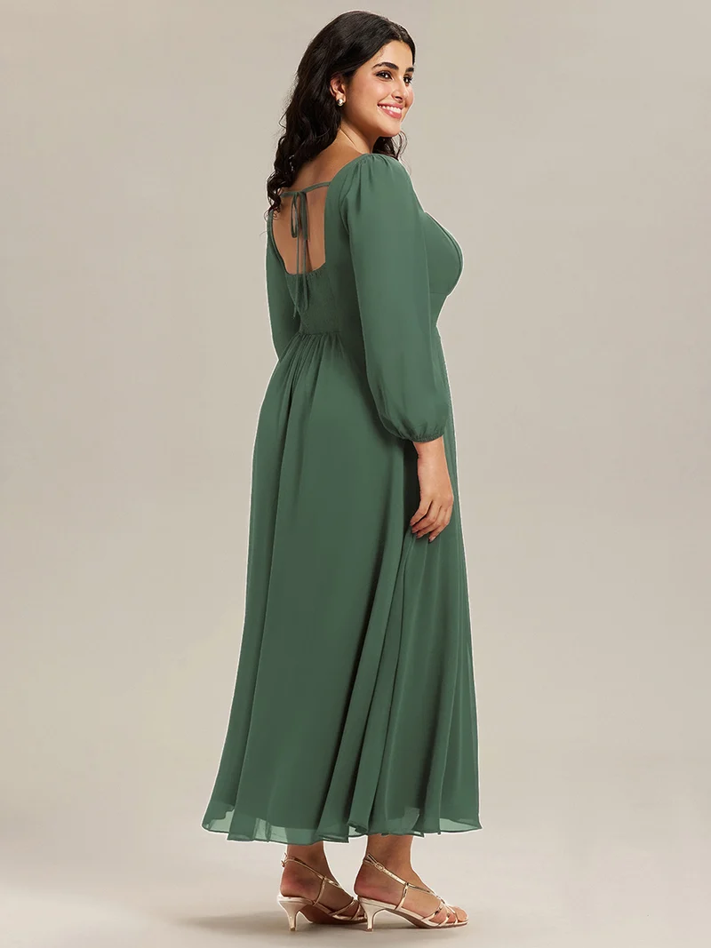 ever LYDIA|Robe de demoiselle d'honneur en mousseline à manches lanternes
