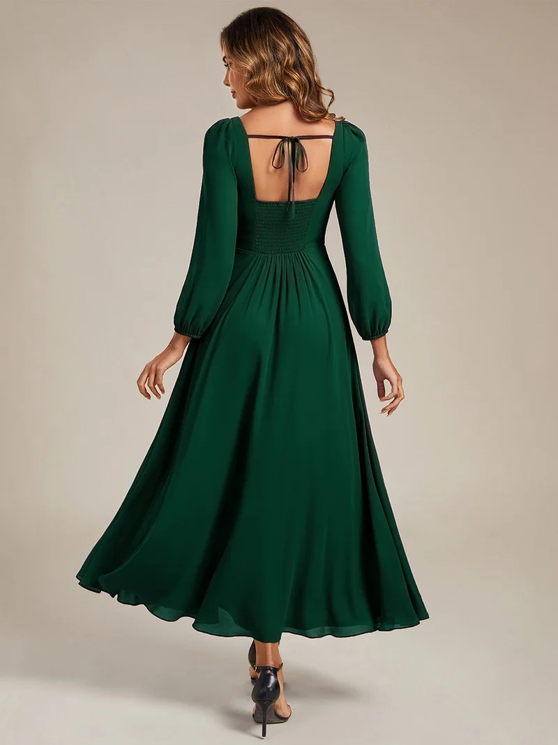 ever LYDIA|Robe de demoiselle d'honneur en mousseline à manches lanternes