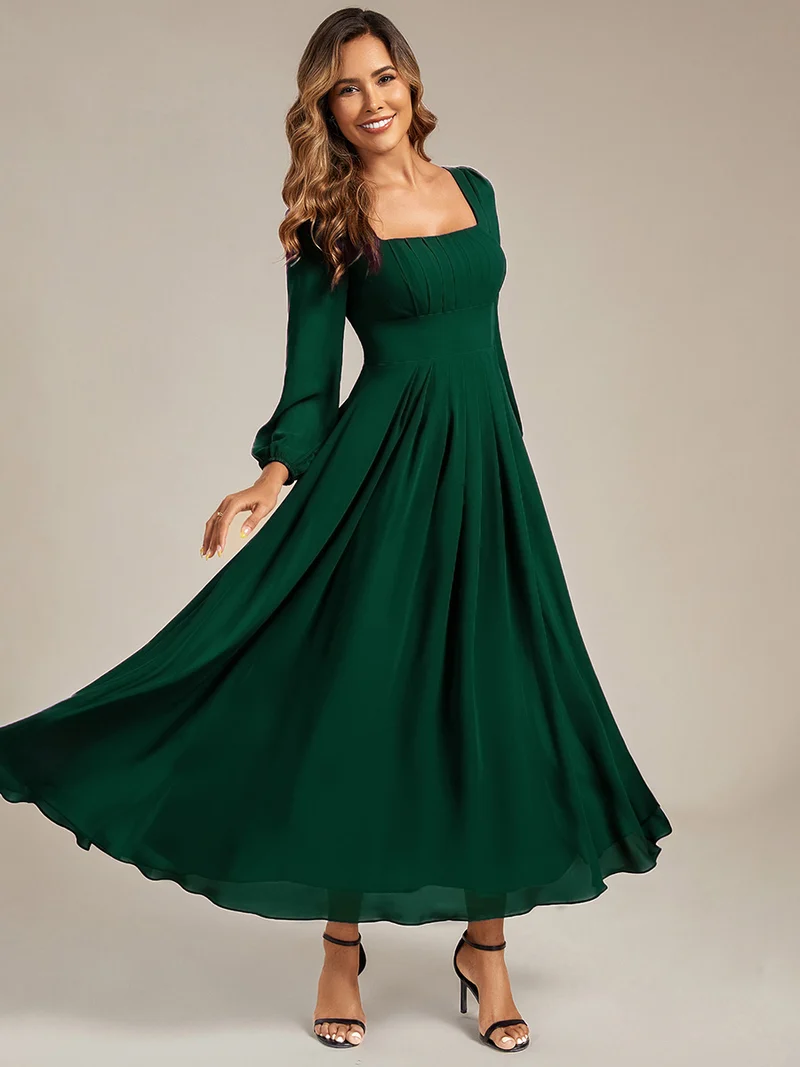 ever LYDIA|Robe de demoiselle d'honneur en mousseline à manches lanternes